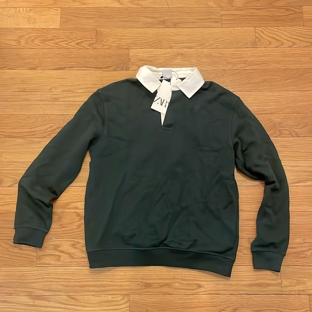 Zara green rugby polo